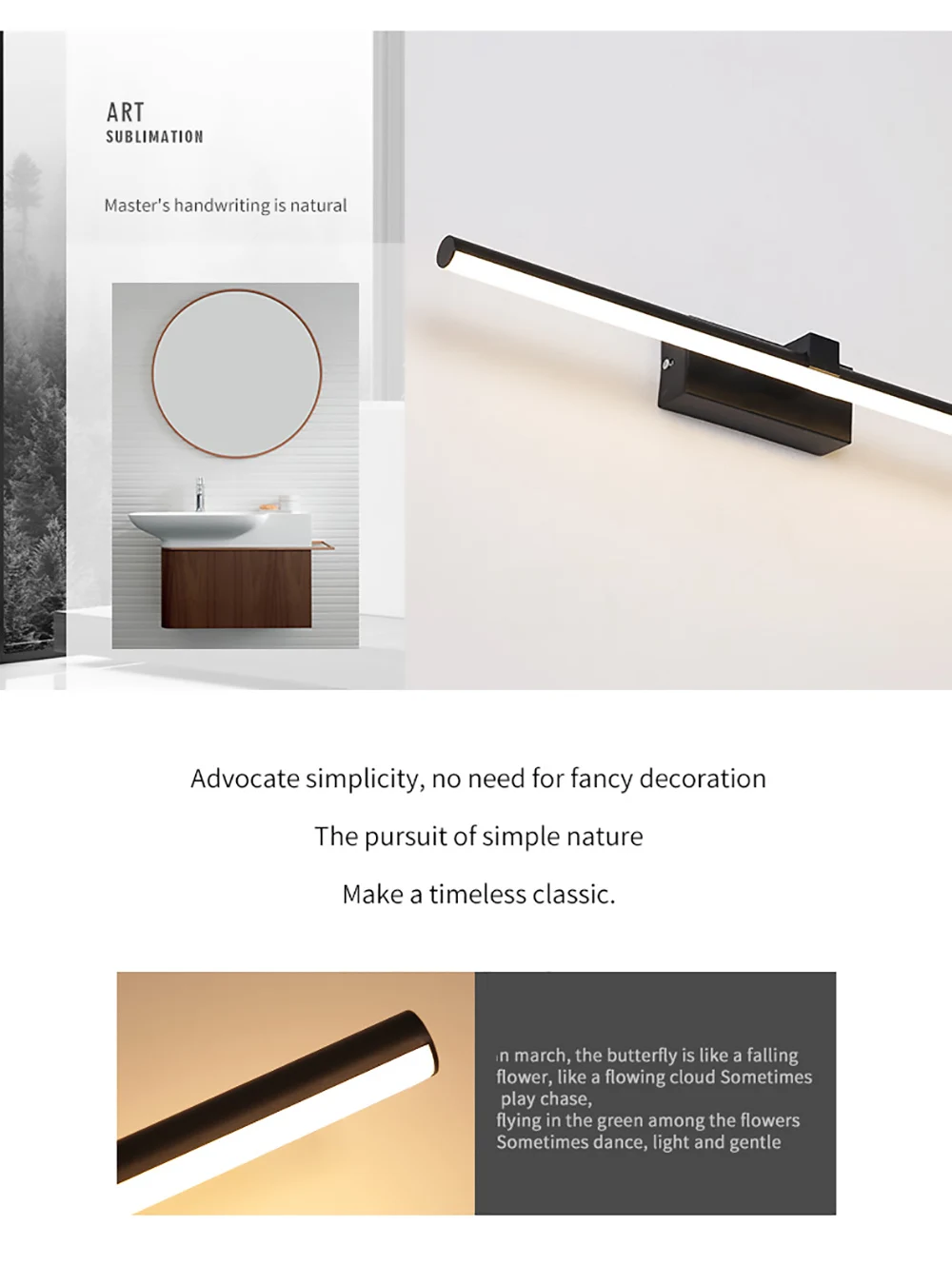 Bathroom wall light 24W 20W 16W 12W 8W vanity mirror LED lamp residential hotel bathroom mirror light