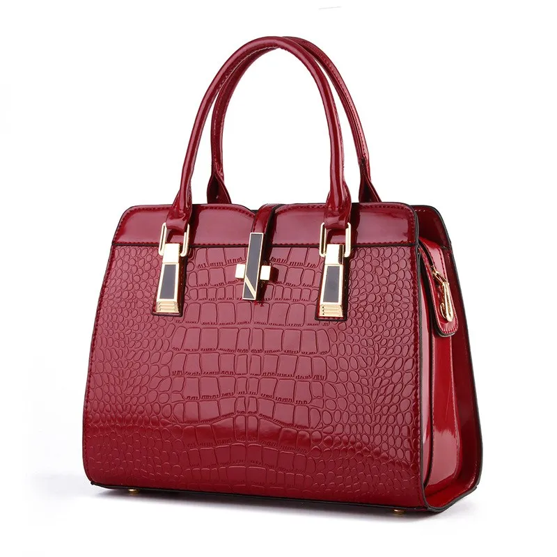 

sh10975a Business women hand bags patent leather moq 5 pieces ladies purse bags