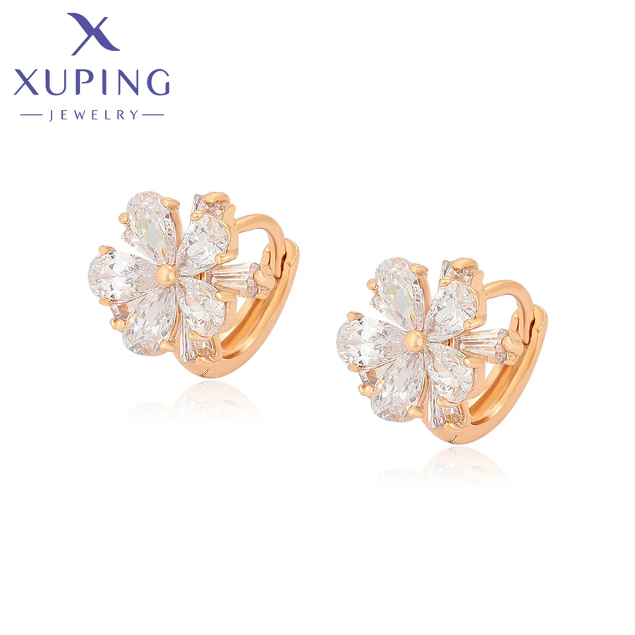 

X000461795 Xuping Jewelry set with diamond flower earrings 18K gold copper charm jewelry wholesale hoop earrings