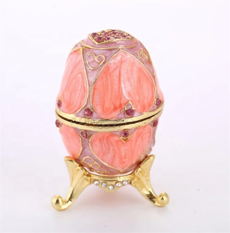 

New products Heart Shaped Handmade Faberge Style Easter Egg Hinged toothpick holder, As the picture