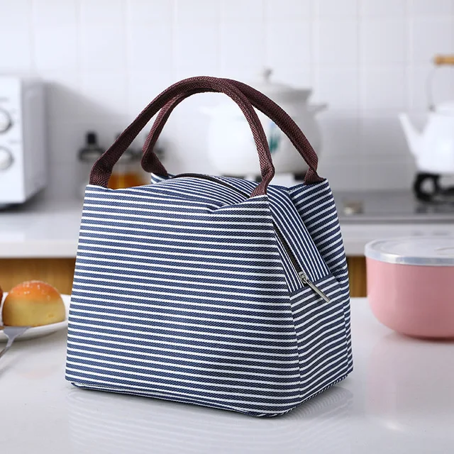 

Fashion Style Striped Lunch bag Sac Isotherme Insulation bag Outdoor School Oxford cloth waterproof large picnic bag