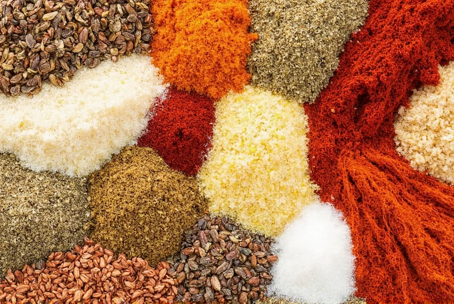 Spice blends on a wooden board
