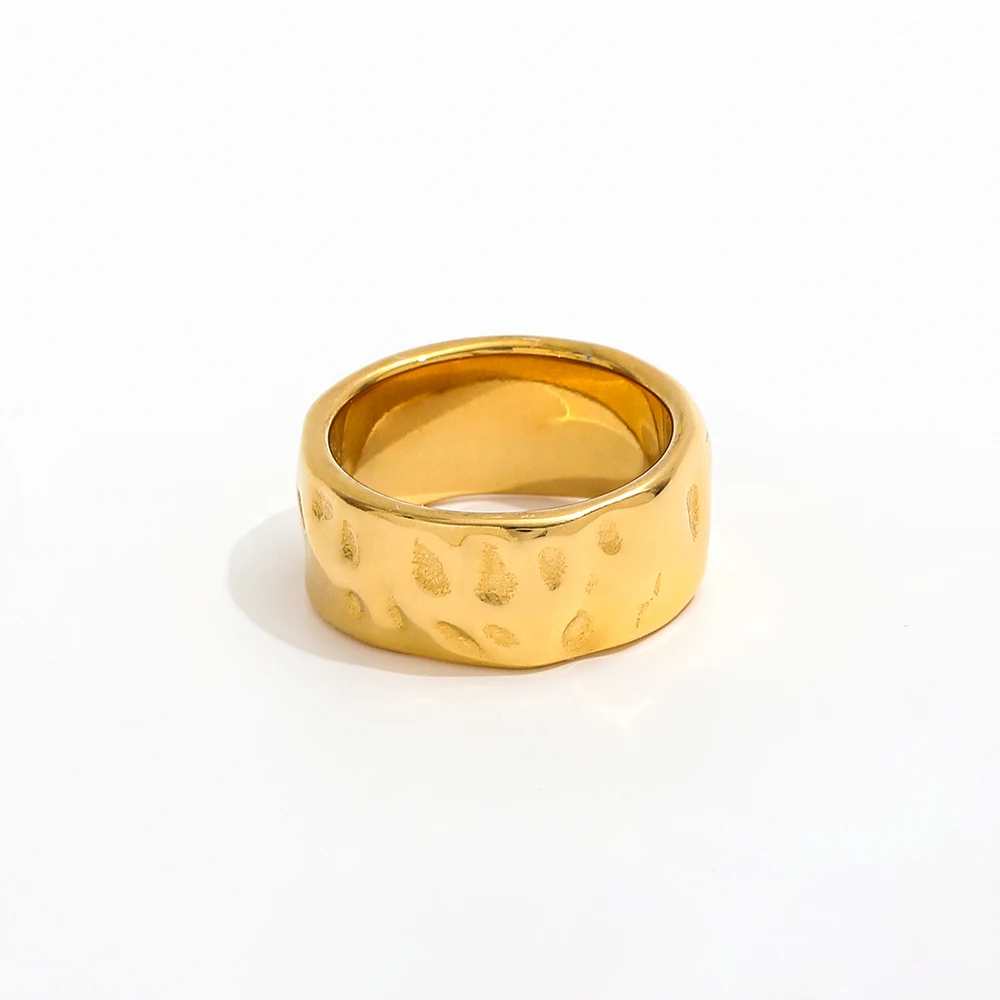 High End 18K PVD Gold Plated Irregular Ring for Women Tarnish Free Stainless Steel Jewelry