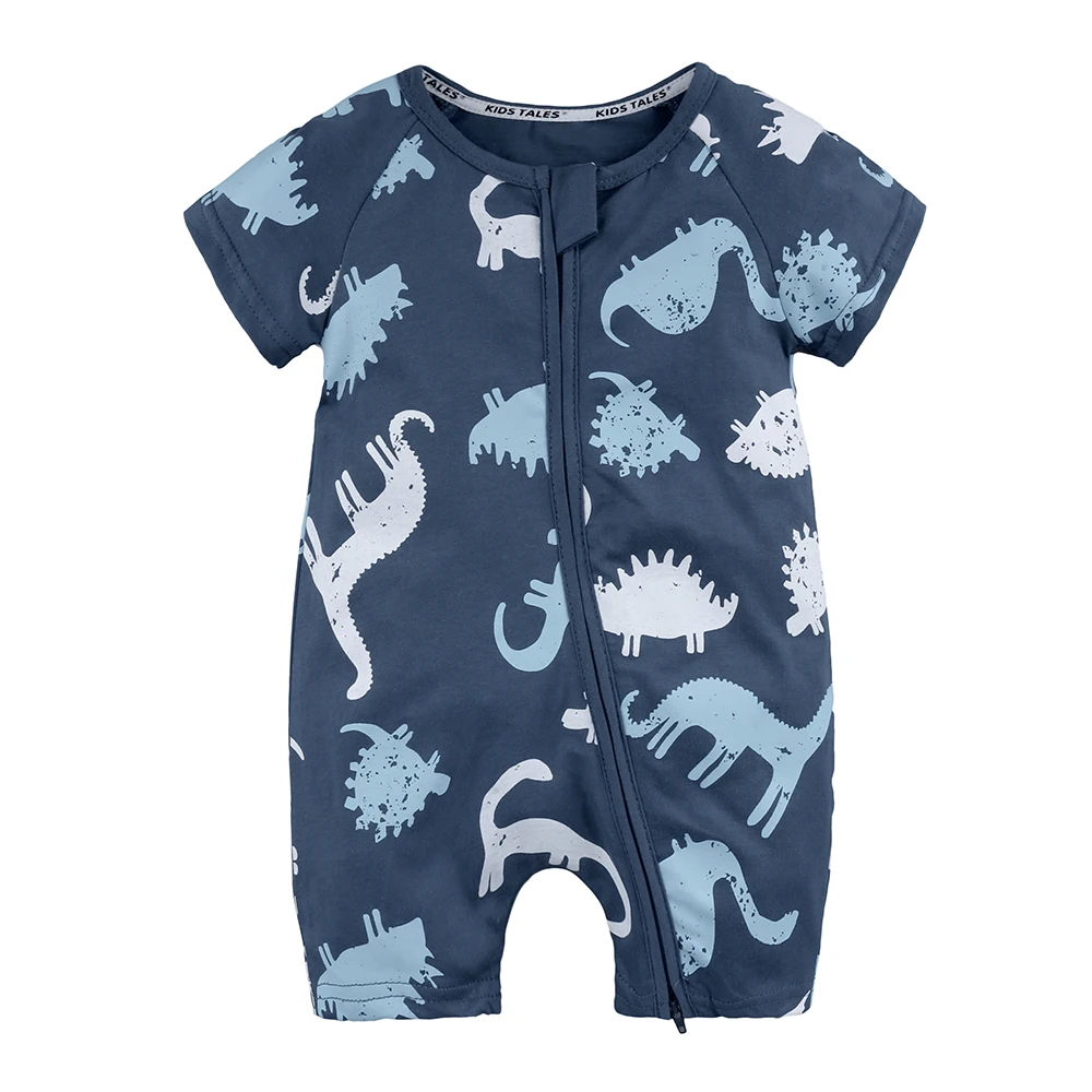 

Newborn short sleeve boutique baby boys clothes cartoon print romper jumpsuit for summer, As picture