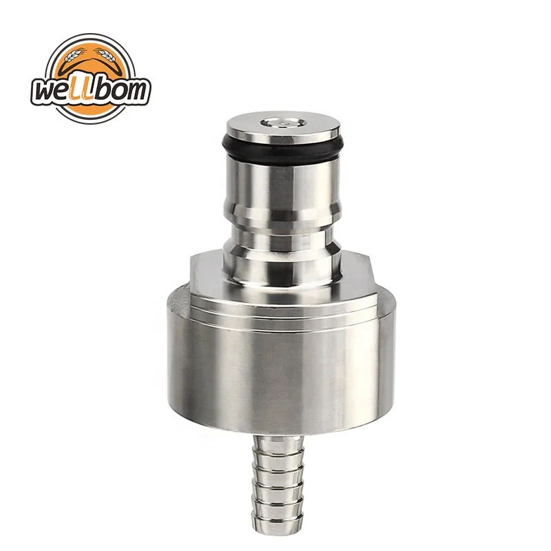 

304 Stainless Carbonation Cap w/ 5/16" Barb, Ball Lock Type, fit soft drink PET bottles, Homebrew Kegging