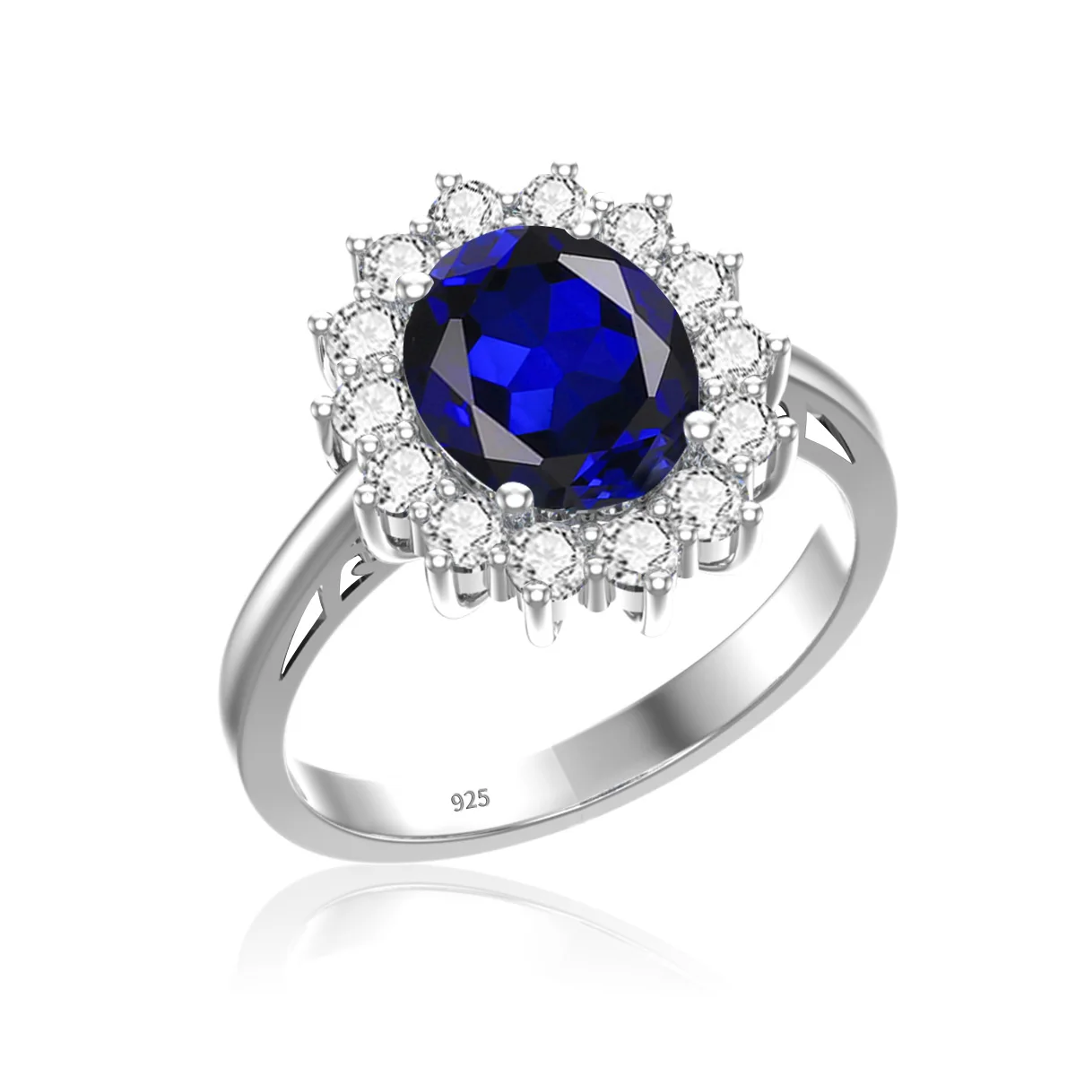 

Custom 925 Gemstone Ring princess wedding Tanzania blue sapphire diana ring women Jewelry