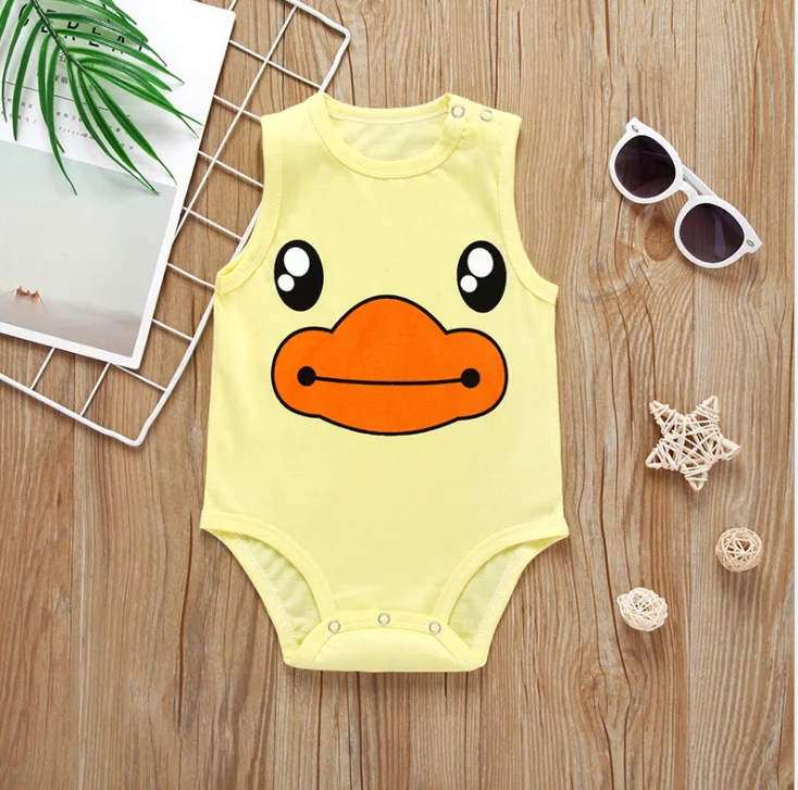 

New style foreign trade popular summer cute print fashion newborn baby Animal images Sleeveless critters, As pictures
