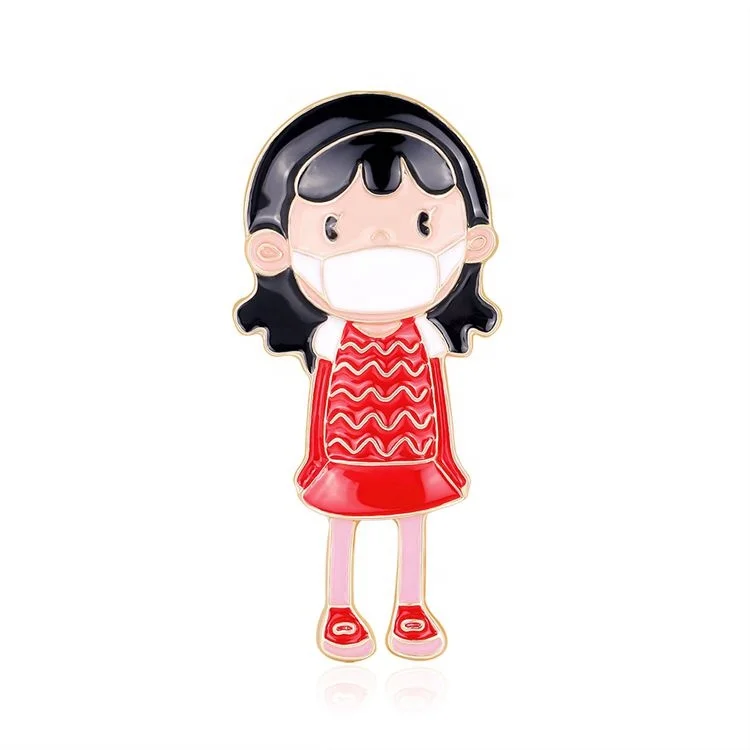 

Cute and Fashionable Cartoon Girl with Alloy Brooch, Picture shows