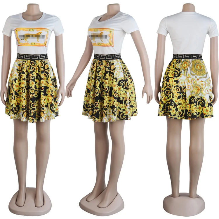 
SAC017 oem approved fashion women summer print patchwork short sleeve mini a-line club dress 