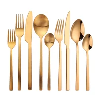 

Colored Besteck Flatware 18/0 Stainless Steel Used Pvd Coating Matte Gold Copper Golden Plated Custom Cutlery Set For Hotel