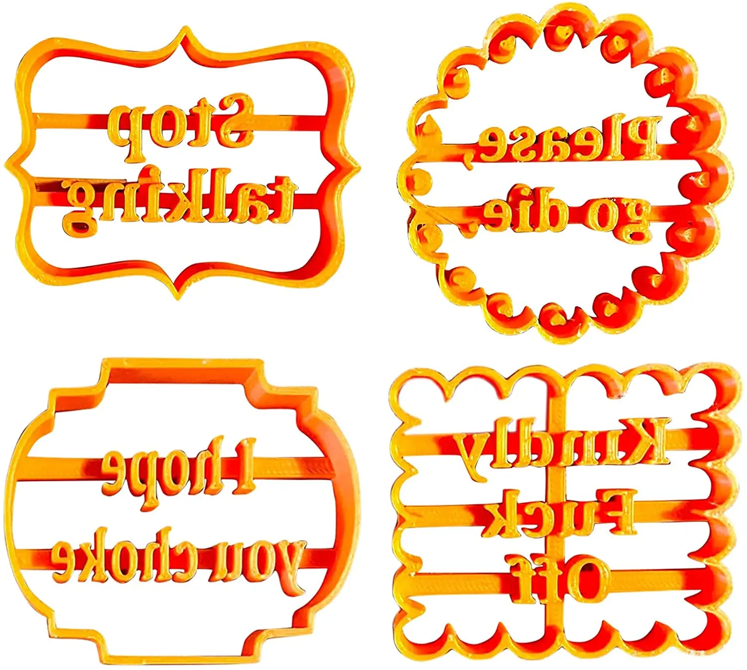 

4pcs Cookie Molds With Good Wishes plastic cookie cutters