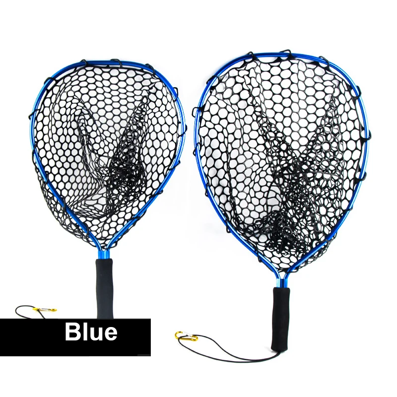 

New lightweight aluminum frame rubber net fly fishing landing net