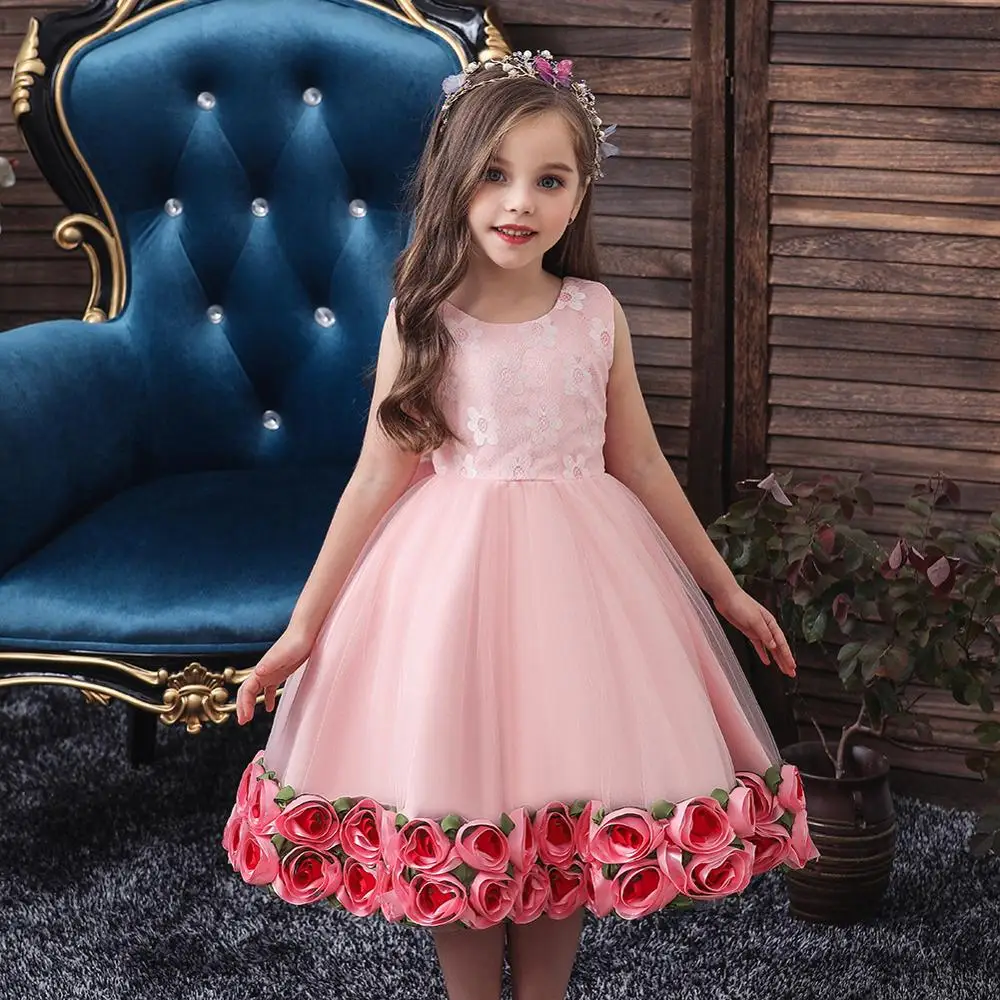 

Baby Newborn Dresses For Girls Flower Toddler 1 Year Birthday Party Infant Dress Kids Baptism Clothes Vestido Infantil Y12578, Can follow customers' requirements