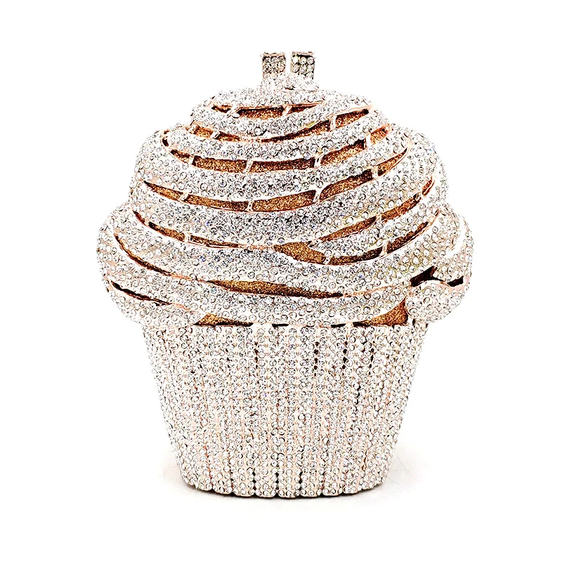 

Wholesale rhinestone classical Bridal wedding party women evening bag sweet sugar ice cream crystal purses handbag