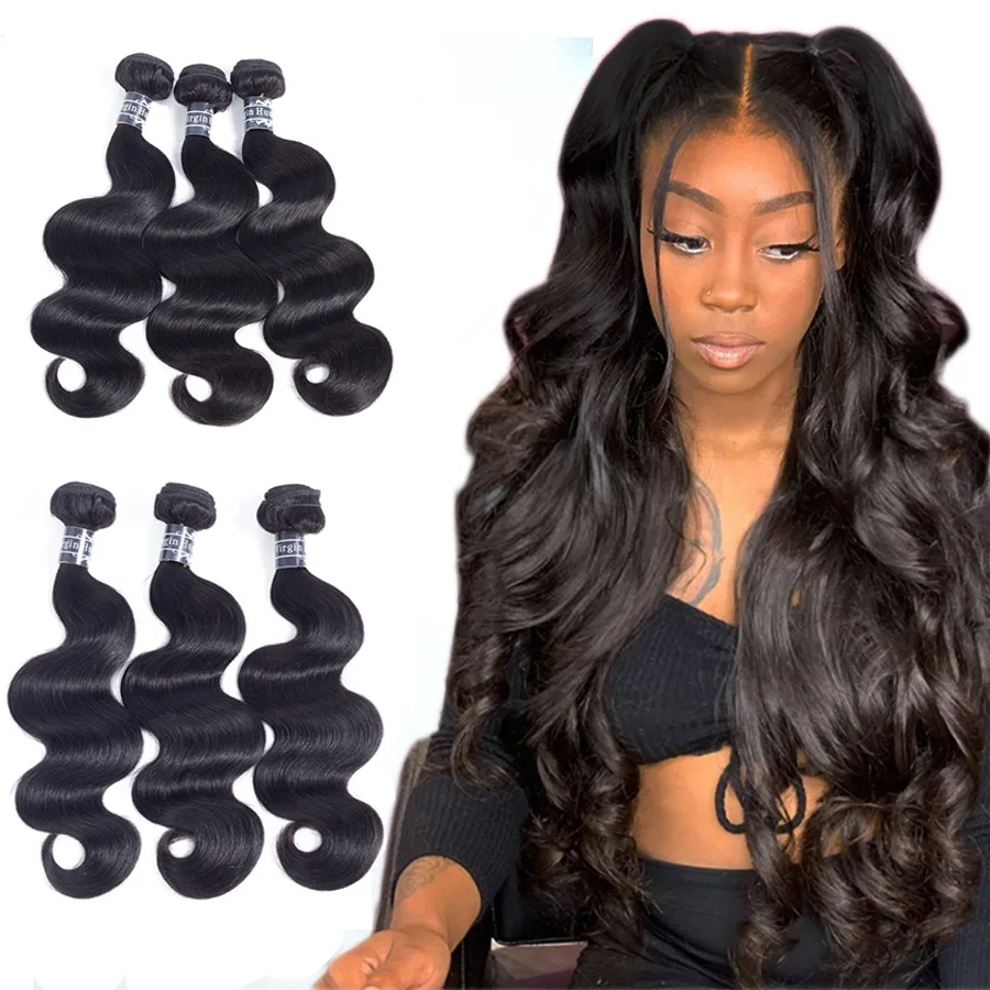 

Wholesale Vendors 100% Brazilian Human Hair Extension Bundles With Lace Frontal Closure Raw Mink Cuticle Aligned Hair Weave Weft, Natural black/ #1b color