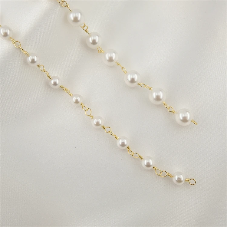 

golden plateted chane 8mm/24inch gold filled Pearl chain for necklace making