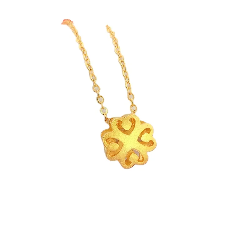 

HD0253 Wholesale Plated 24K gold plated Hollow Four-Leaf Clover Necklace Women'S Fashion Gold Filled Necklace