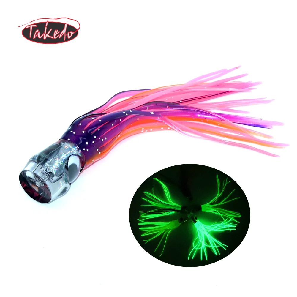 

TAKEDO SP01 165mm 50g Big eyes Acrylic resin Octopus head fishing lure skirt Boat bait trolling bait offshore angling lure