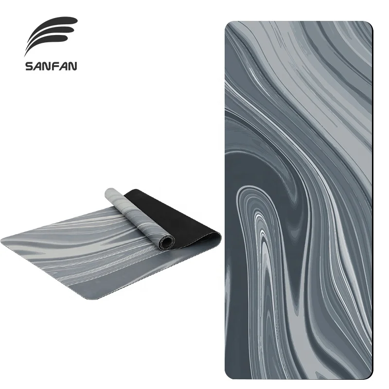

SanFan Customized Eco Friendly Non Slip fitness Mat PU Natural Rubber Yoga Mat, Purple, pink, blue, black, green, grey or customized
