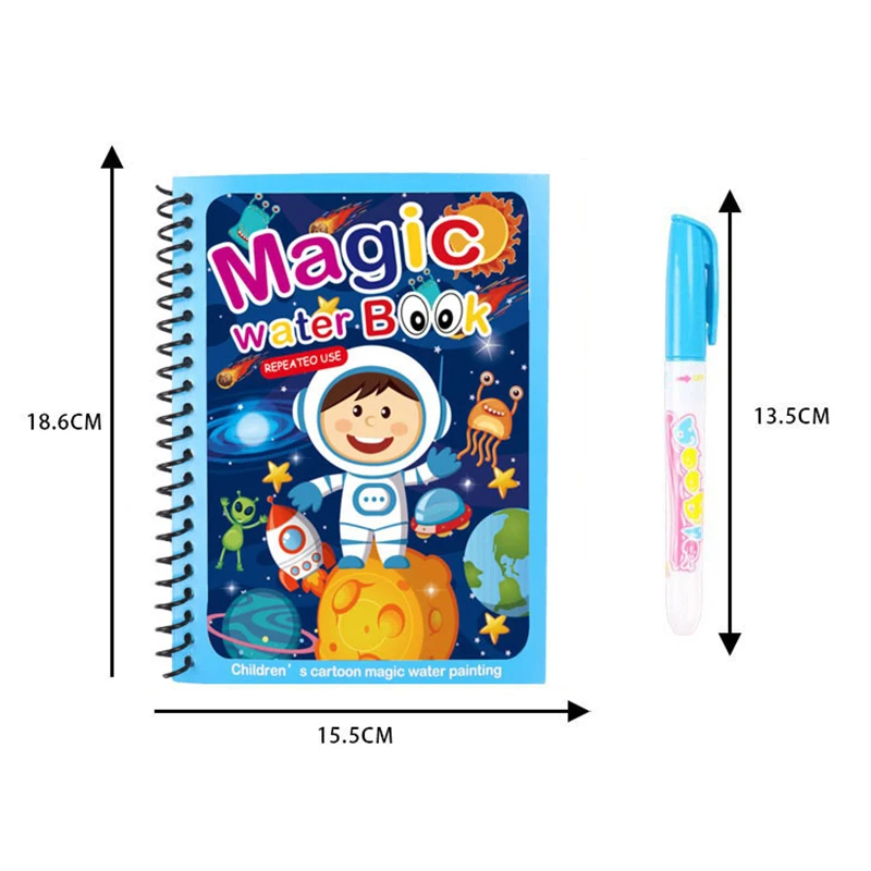 

Kids Doodle Drawing Coloring Magic Color Book reusable magic water painting book with water pen