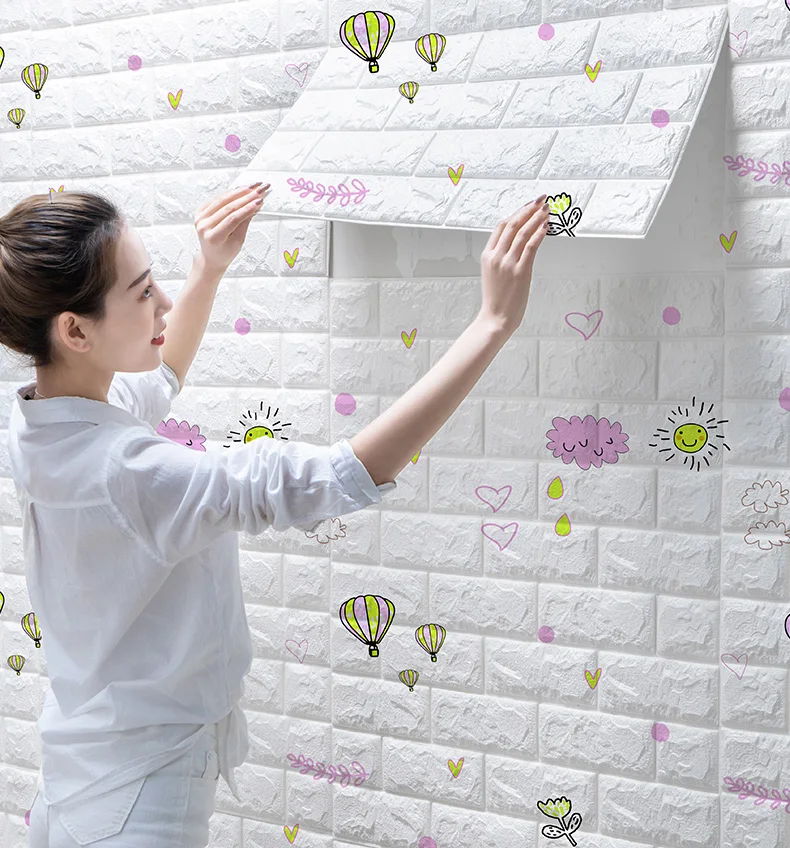 

Wall papers/Wall stickers Affordable 3D Waterproof DIY Self-Adhesive Decor Background For wallpapers/wall coating(old), White, blue,green, pink....