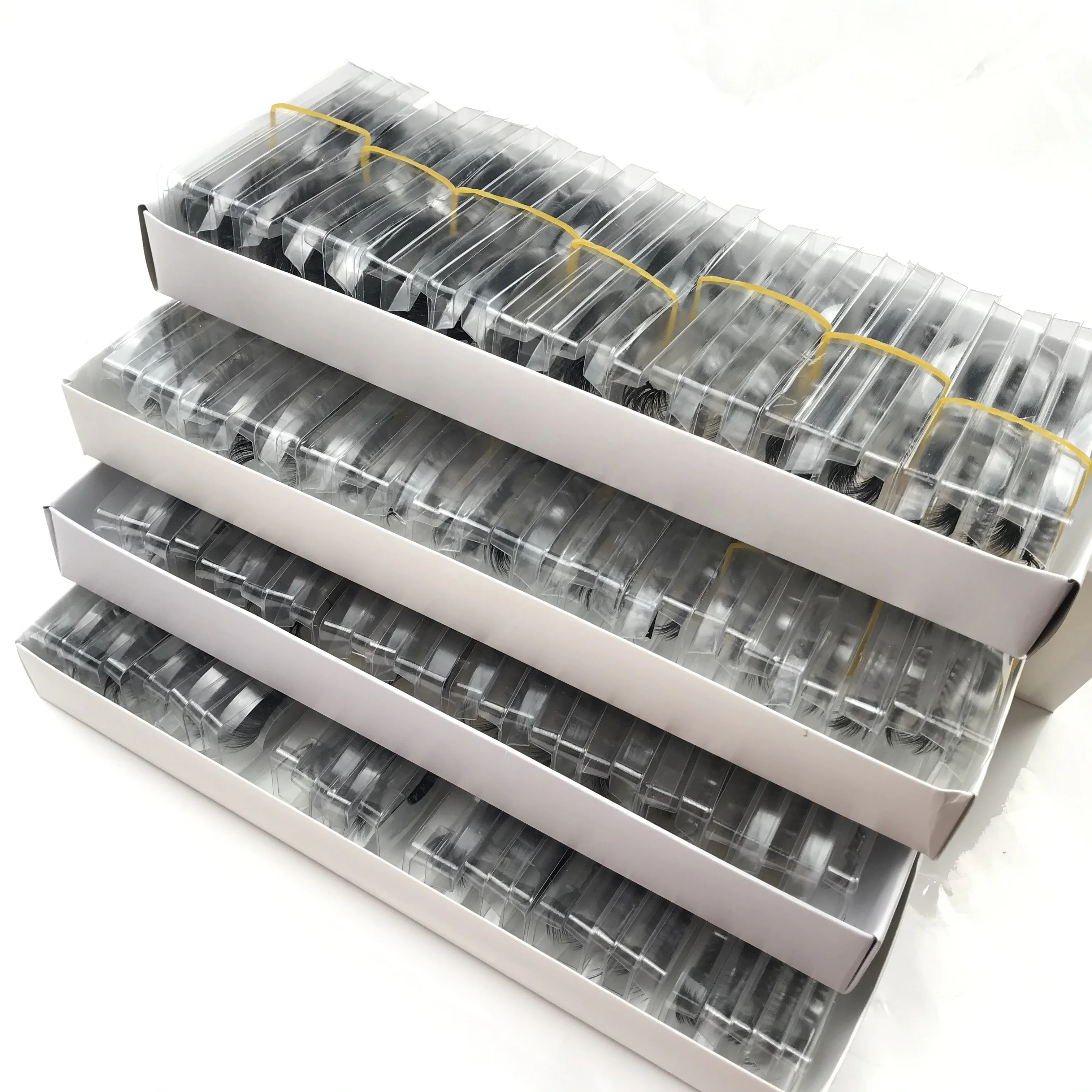 

High quality Custom 4D korean silk lashes Full Strip Lashes faux mink eyelashes set wholesale items vendor, Black