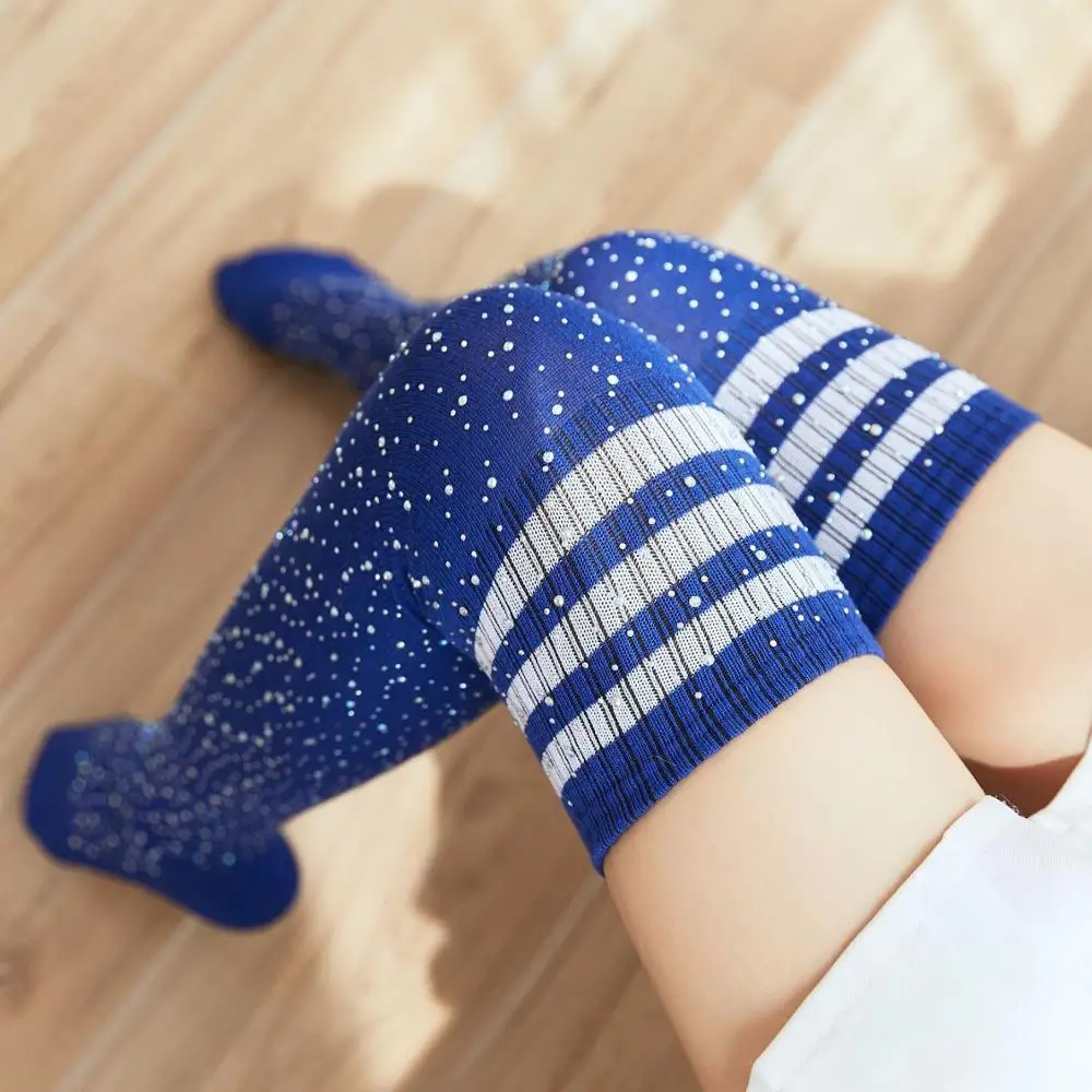 

Women's Stripe Sexy Rhinestone Over The Knee High Socks Thigh High Diamond Stockings, Photo show