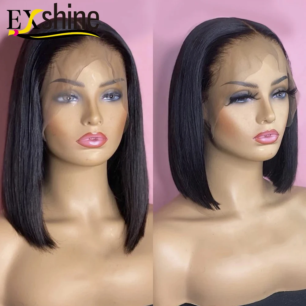 

8-14inch human hair short bob wigs,Lace front bob wigs,Peruvian Human Hair Lace Front Short Middle Part Bob Wig For Black Women