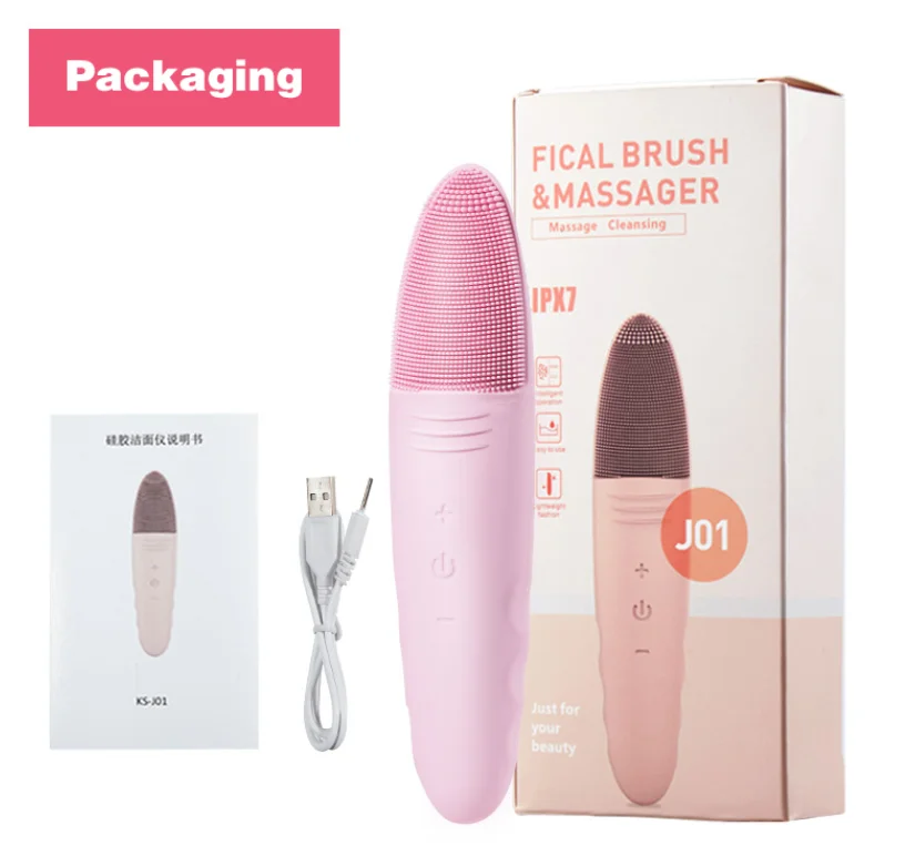 rechargeable face massage double side brush makeup remover facial brush mini electric sonic silicone facial cleansing brush 2021