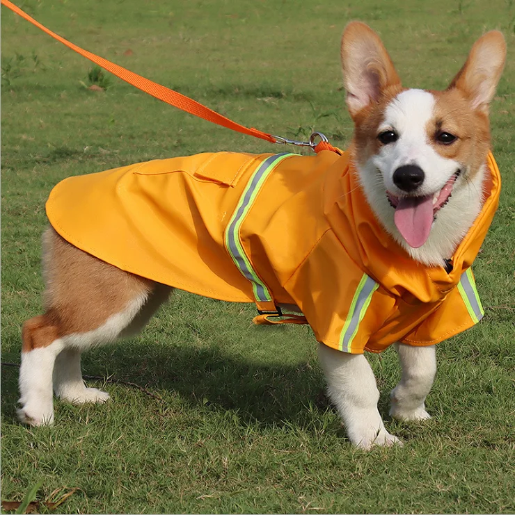 

Lovoyager Cross-border new pet raincoats hooded big dog poncho waterproof reflective dog raincoat pet clothes, Yellow/pink/green/red