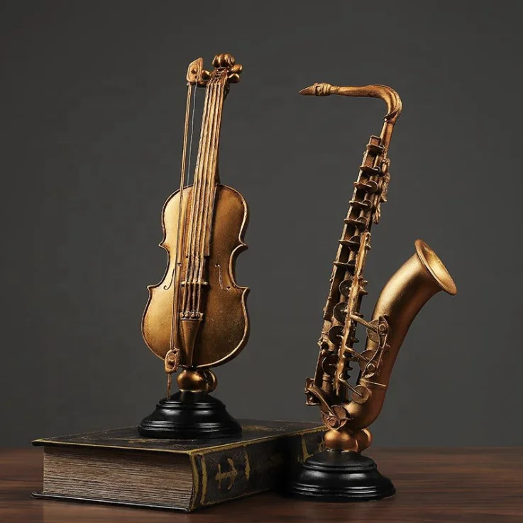 

Factory Price American Retro Violin Sax Musical Instrument Model Home Living Room Wine Cabinet Decoration Crafts, Multi option