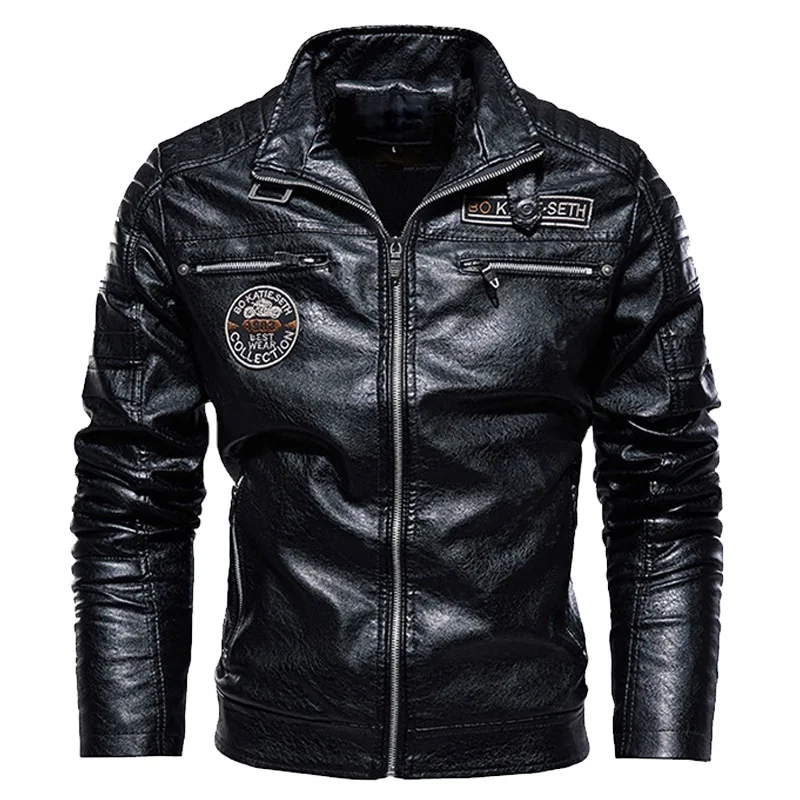 

New foreign trade men's motorcycle leather jacket biker jacket motorcycle black leather