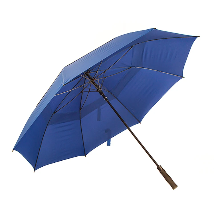 

UV large windproof double layer promotional straight handle golf umbrella