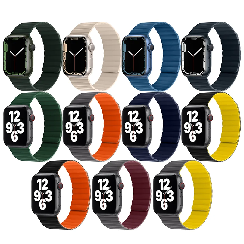 

New Magnetic Silicone Watch Band Strap For Apple Watch Band Series 7 6 5 4 3 SE For 38 40 41 42 44 45 mm Apple Watch Strap Band, Multi colors