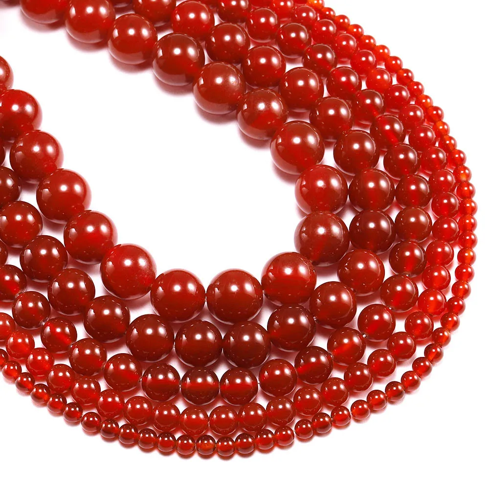 

Factory Directly DIY Bracelet Accessories Natural Crystal Red Agate Gemstone Loose Red Carnelian Stone Beads