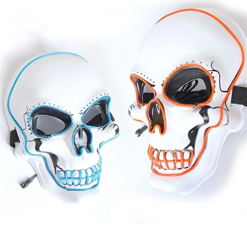 

Halloween Light Up Mask Cosplay LED Scary Death Skull Face Mask EL Wire Neon Fluorescent Festival Party Mask Decoration