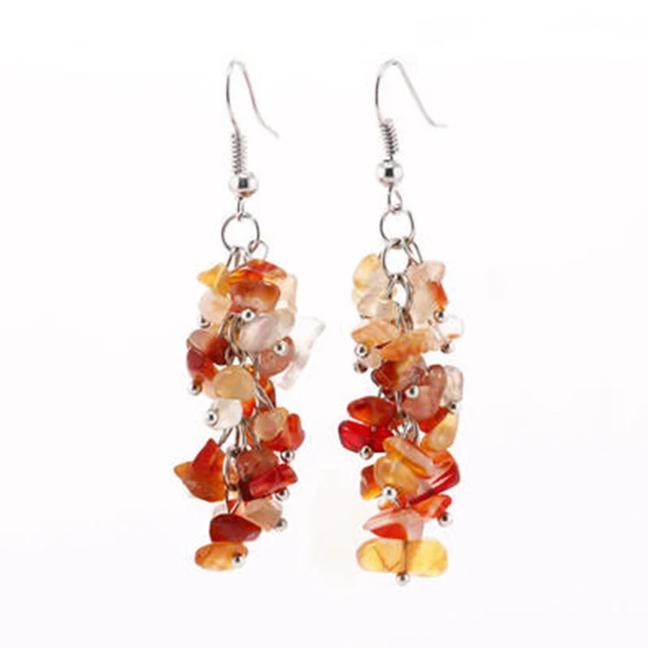 

New Handmade Tassel Long Earrings Natural Crystal Earrings For Women, Picture shows