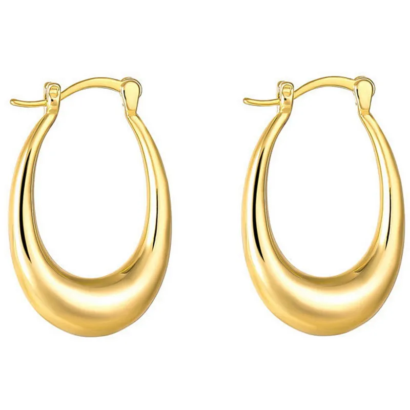 

3 New Trendy Waterdrop Polished Gold Hoop Earring Chunky Thick Hoop Earrings