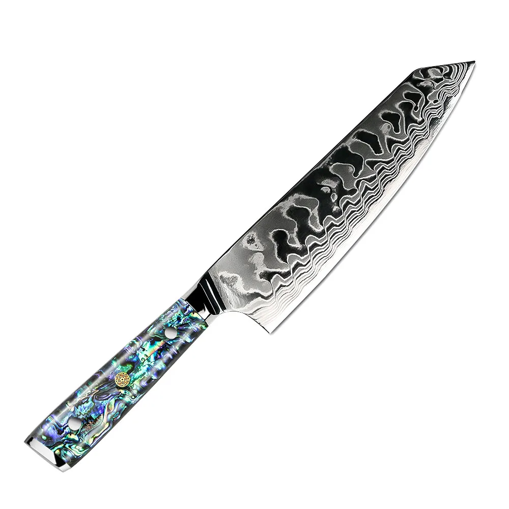 

YANGJIANG AMBER RESIN HANDLE Croco Pattern AUS10V japanese damascus steel kiritsuke gyuto chef knife set