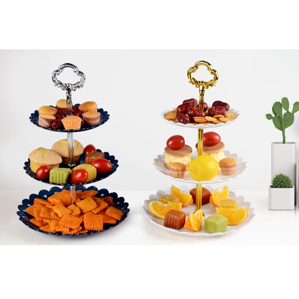 

European Three-layer Fruit Dried Fruit Candy Dessert Plate Wedding Party Plastic Plate