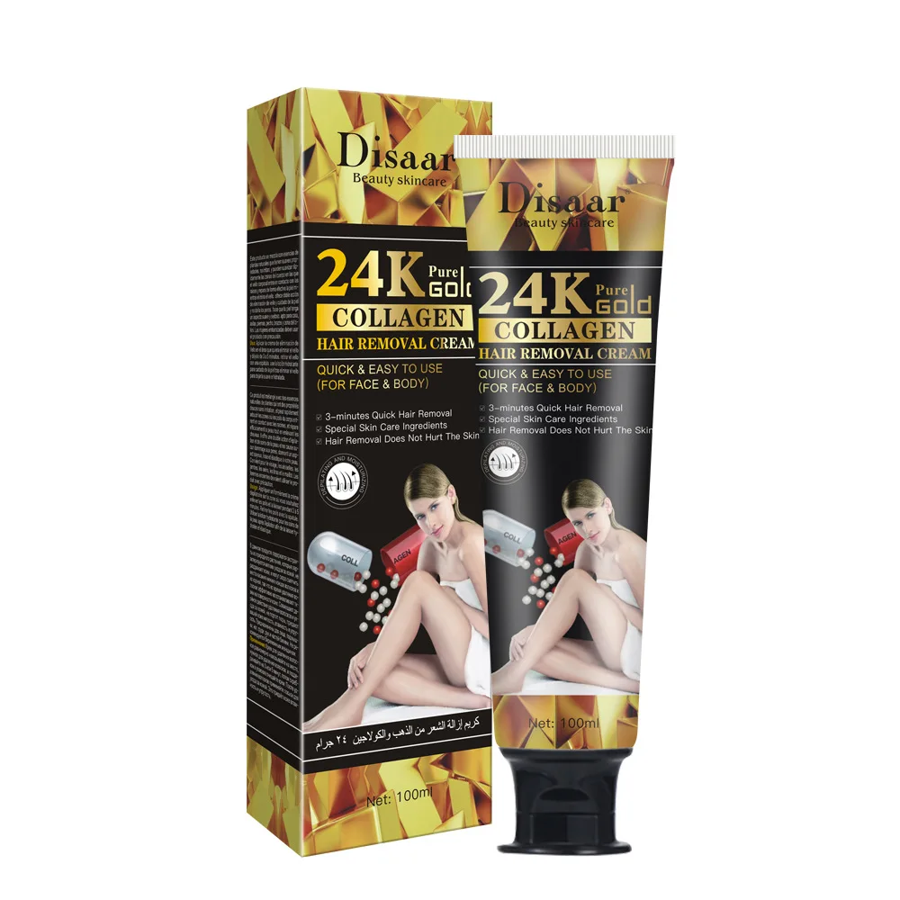 

Wholesale 24K Gold Collagen Quick Hair Removal Cream For Women And Men