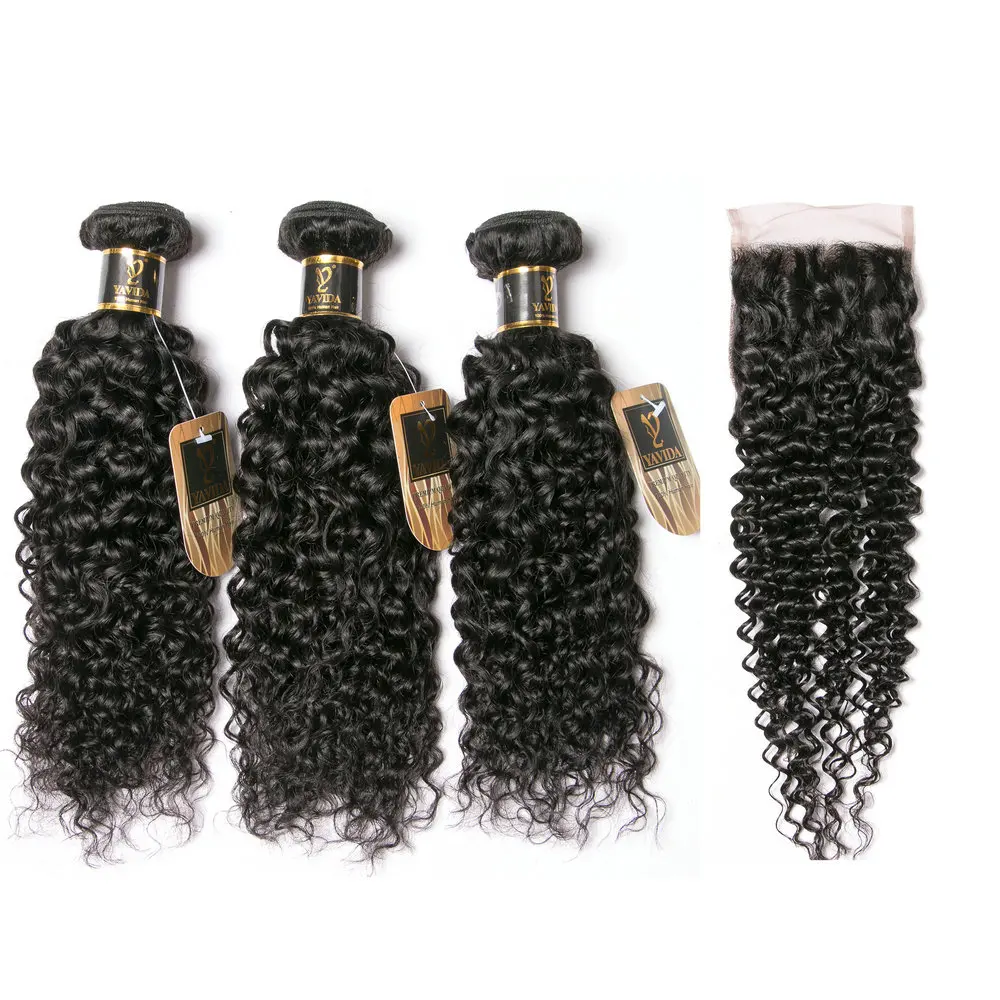 

Yavida Brazilian Curly Bundles with Closure 100% Unprocessed Virgin Human Hair Extension