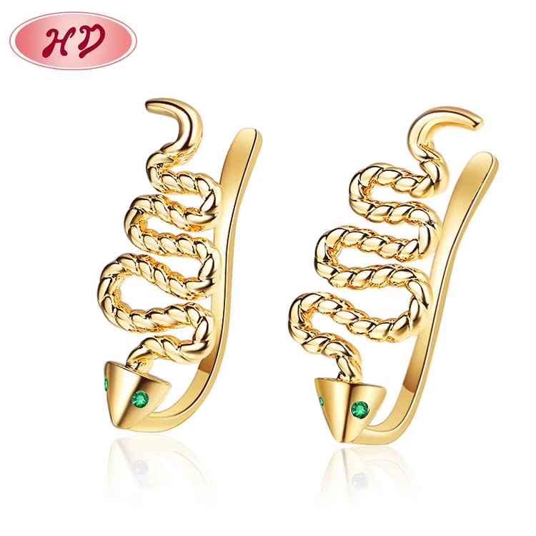 

2022 newfashioned 18K gold plated 3A Cubic Zircon jewelri ornament S-shaped huggie earrings made in china low price hot