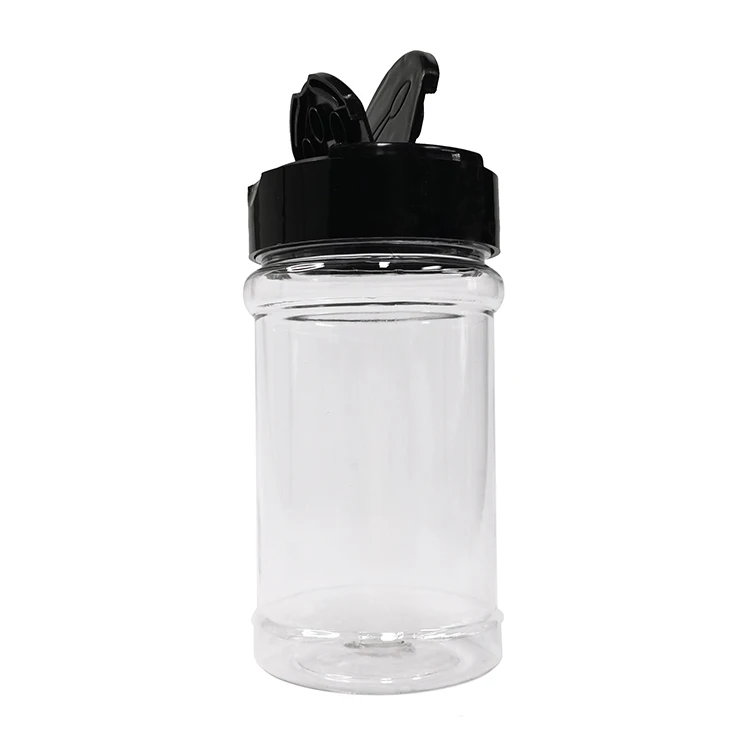 

2021 hot selling 6oz round shape plastic jar spice shaker with flip top, Clear