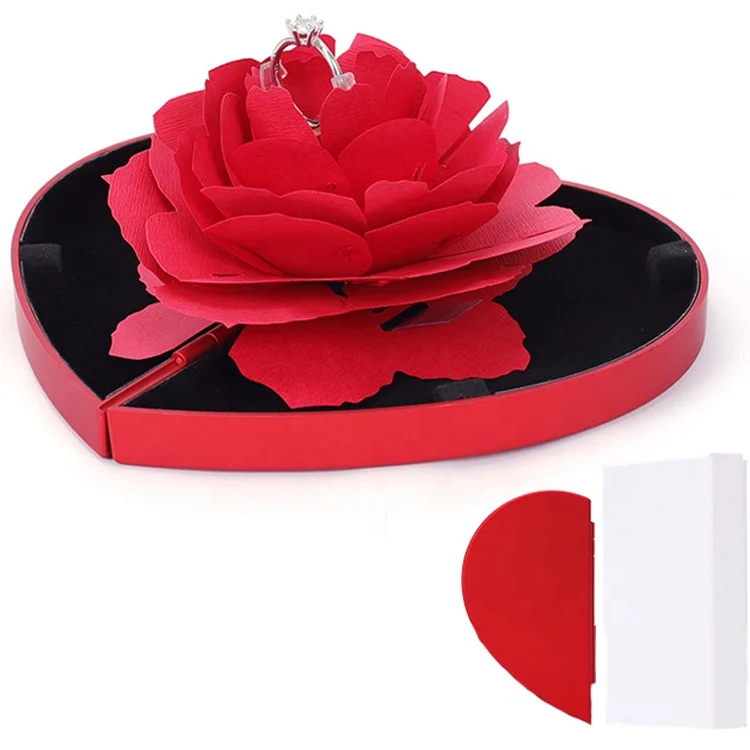 

Valentines Day Gift 2024 Ring Jewellery Box Heart Shaped Ring Jewelry Box With Rose