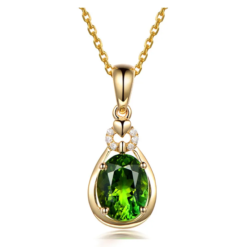 

Women Gold Color Iced Out Green Crystal Pendant Necklace High-quality Iced Out New Style Fashion Jewelry