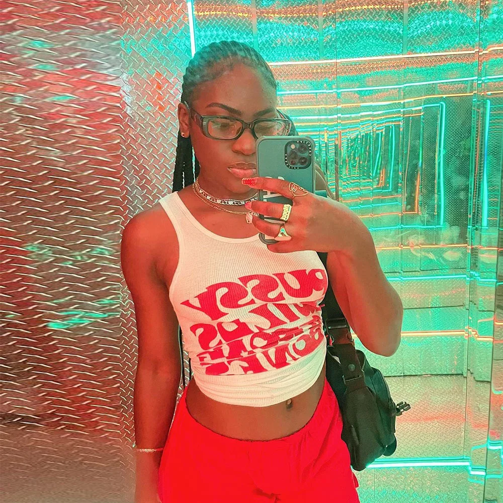 

Casual Women Sleeveless Tank Crop Top Tight Print Tops Summer Street Vest