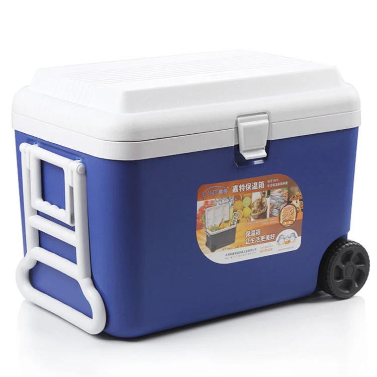 

factory camping outdoor trips Plastic ice chest cooler box with wheel 50L