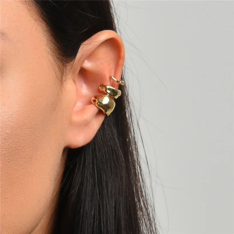 

Geometric Irregular Handmade Earring C-Shaped Minimalist Metal Ear Bone Clip Trendy Punk 3 Pcs/Set Women Party Jewelry