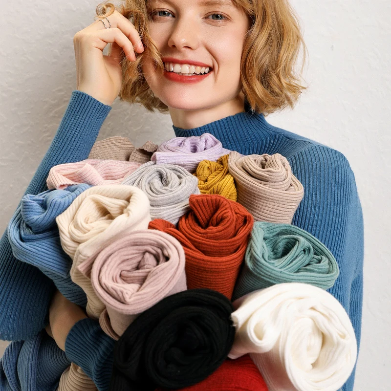 

Wool Pure Cashmere Sweater Women Pullovers plus Size S-XXLong Sleeve Pull Femme Half Turtleneck Striped Women Sweaters Pullovers